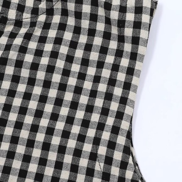 B.Sure Black And White Checkered Vest Skirt Retro Set - Picture 4 of 4
